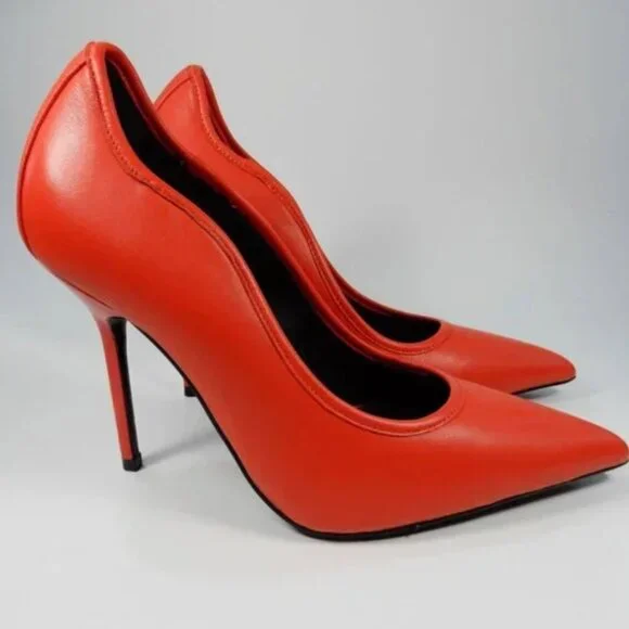 Reiss Bramley Leather Heeled Court Shoe – Orange – Size 40 / 9.5 NWT - Picture 3 of 7